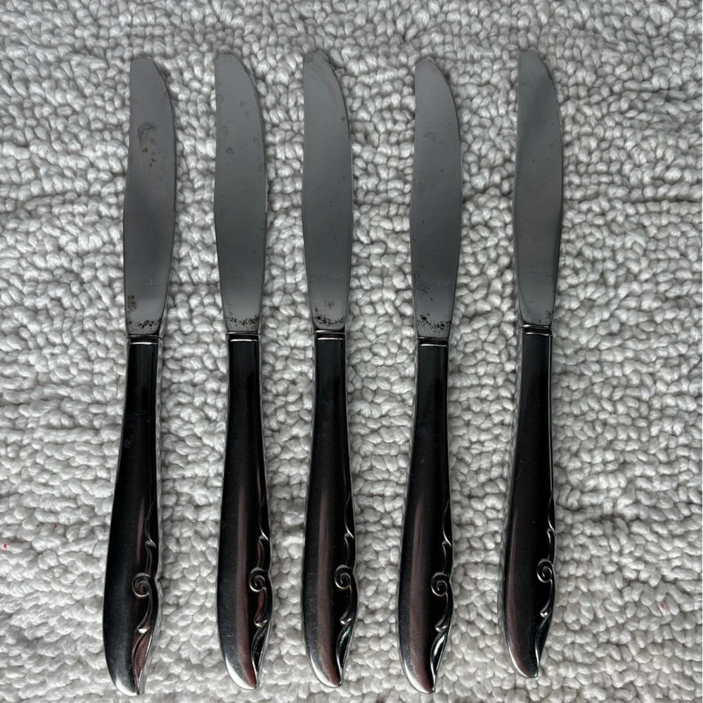 ONEIDA‎ Decorator’s Mermaid Set of 5 Stainless Steel Silver Dinner Knives